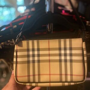 Burberry Beige and Black Plaid Shoulder Bag